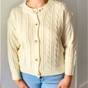 Simple Sweater, Beige, Button up front, size S